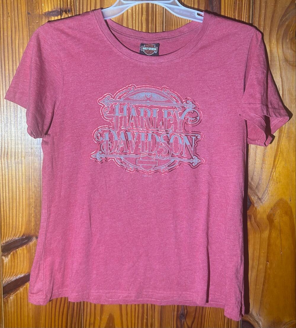 Harley Davidson Women’s short sleeve tee burgundy biker motorcycle size XL